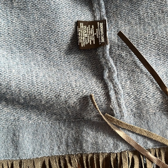 Zadig & Voltaire Marla Cashmere/ Leather Fringe Cardigan Boho Rock Sz M - Picture 6 of 8